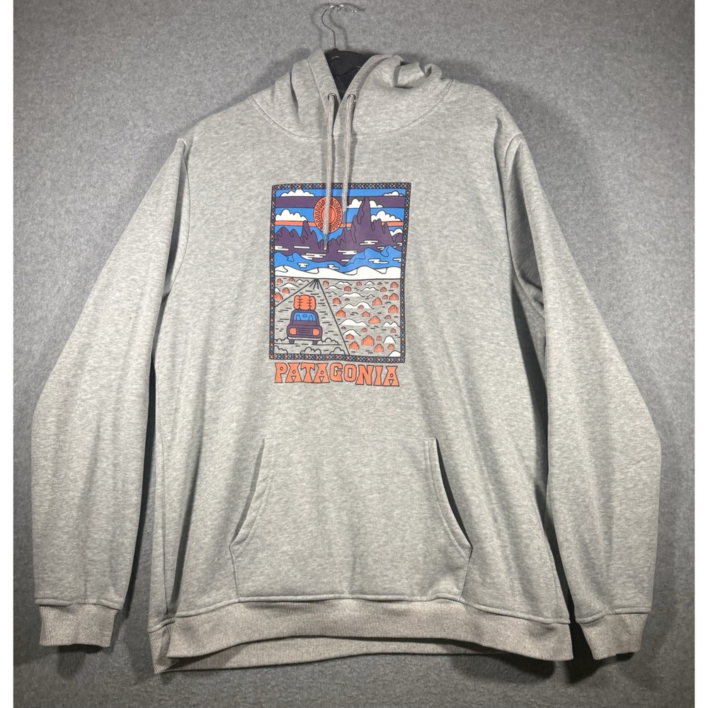 Patagonia Men's Summit Uprisal Hoodie Gray XXL Road Trip Graphic Pullover